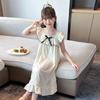 Pijamas para niños, Camisones para niñas, Verano Mediano y Grande Algodón Nube Fino Niñas Princesa Manga Corta Ropa para el Hogar para Uso Exterior