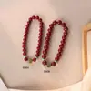Pulsera Natural de Cinabrio para Mujer, Pulsera de Cuentas de Cinabrio Morado y Dorado, Mayoreo de Regalos para Mujer, Nueva Pulsera de Cuentas Estilo Chino
