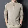 Moletom masculino da moda para o início do outono, estilo simples, gola redonda, modelo popular 2026 novo, blusa base de manga longa com forro de fleece, top masculino