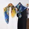 Pañuelo Cuadrado de Algodón Estilo Pintura al Óleo con Estampado de Arte Vintage, Pañuelo de Seda Decorativo Suave y Versátil, Nuevo Pañuelo de Cuello de Moda para Mujer