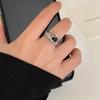 Anel Preto Zircônia Doce e Picante para Mulheres, Empilhável, com Linhas Elegantes, Design Entrelaçado e Irregular, Novo Anel de Dedo Indicador Estilo Aberto