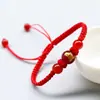 Pulseira de corda vermelha do zodíaco ágata vermelha natural contas da sorte femininas pulseira de casal tecida à mão