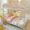Novo modelo de cama de estudante 2026, conjunto de quatro peças de gaze enrugada fresco e simples para cama de solteiro em dormitório