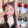 Presilha de Cabelo Infantil Orelhas de Gato Feminina 2023 Nova Presilha de Laço Menininha Ano Novo Acessório de Cabelo Bebê Menina