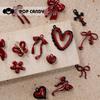 Ankora Serie Rojo Vino Aleación DIY Arco Pequeño Colgante DIY Pulsera Hecha a Mano Collar Aretes Accesorios con Cuentas
