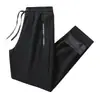 Calça de moletom masculina transfronteiriça, nova para outono e inverno, corte solto, plus size, forrada com fleece, perna reta, cor sólida, elástica, espessa, calça casual para jovens
