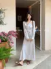 [Oferta Especial, Sin Devoluciones ni Cambios] Conjunto de Dos Piezas para Mujer Xiu Xixi de Lino de Primavera: Blusa + Falda Larga de Cintura Alta 89749