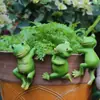 Decoração de bonsai de flores de jardim, desenho animado criativo, pequeno animal, sapo, bacia suspensa, tanque de escalada, coelho, resina