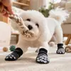 Meias Antiderrapantes para Cães 4 peças Protetor de Patas Controle de Tração Ajustáveis Para Uso Interno Meias de Tricô para Pets Com Tira Ajustável Meias para Cachorros