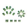 Manicura de Longitud Media con Patrón de Rayos Verdes Parches de Uñas Postizas Removibles 24 Piezas Manicura Manicura Verde