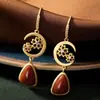 Pendientes Xinyin Nanhong Pendientes para Mujer Chapados en Oro Luna Personalizada Pendientes de Moda Pendientes