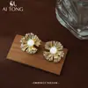 Aitong Design de Joias, Luxo Acessível e Brincos de Alta Qualidade, Brilhantes Elegantes, Brincos Florais de Nicho, Brincos de Pérola com Franjas