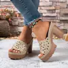 Novedad Verano 2026 Chanclas de Suela Gruesa para Mujer de Comercio Exterior Transfronterizas Talla Grande Punta Descubierta Correa Ancha Chanclas de Suela Gruesa para Mujer