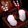 Pingente Pixiu de Jade Afegão Natural, Pingente de Jade Branco Guanyin Buda, Jade Hetian Jade Masculino e Feminino Atacado