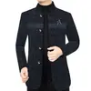 Chaqueta de hombre transfronteriza para otoño e invierno, estilo casual de negocios, cuello alto, forrada de polar, engrosada, adecuada para hombres de mediana edad, chaqueta de chenilla