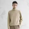 Suéter Masculino Cor Sólida Malha Outono Inverno Novo Suéter Roupa de Baixo Gola Alta Pulôver Camada Base Suéter de Gola Alta