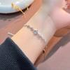 Pulseira Yaxi Prata de Lei S925 Flor da Sorte Trevo de Quatro Folhas Feminina Flor de Carro Dupla Face Moda Laser Elegante Combina com Tudo