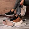 Zapatos casuales de talla grande para mujer transfronterizos para otoño e invierno, zapatos casuales de caña alta con doble cremallera para mujer transfronterizos europeos y americanos al por mayor