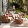 Mesas e Cadeiras Personalizadas para Jardim Externo, Sofá de Rattan Vazado, Estilo Sudeste Asiático para Pátio de Hotel, Terraço, Combinação de Cadeiras de Rattan à Prova d'Água