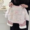 Conjunto de dos piezas de chándal informal con forro polar para niña, estilo coreano Love Love de invierno 2024
