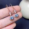 Aretes de Apatita Natural, Montados en Plata 925, Chapados en Plata 925 con Oro Rosa, Tamaño de Piedra Principal 4*6 mm