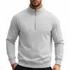 Moletom esportivo com zíper parcial e gola alta para comércio exterior transfronteiriço para homens, outono e inverno, cor sólida, raglan, corte solto, retalhos, blusa de moletom com zíper