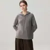 Suéter de Cachemira para Mujer con Capucha, Suéter con Capucha y Botones, Suéter Casual de Punto Holgado, Otoño/Invierno 2026