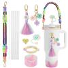 Decoración de Borla de la Copa Stanley de Amazon Nube de Dibujos Animados Tapa de Popote Cadena de Taza de Flor Colorida Juego de Vasos Regalo de Fiesta