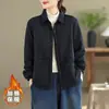 Fotos reales de la colección de invierno 2026: chaqueta de algodón holgada para mujer, a la moda, versátil y adelgazante, con cuello alto, perfecta para el invierno
