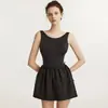 Traje de baño sexy para mujer con espalda en V, Traje de baño de una pieza tipo triángulo negro con falda, Conjunto de dos piezas, Ropa de baño sin espalda simple y elegante, Amazon