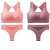 Conjunto de lencería deportiva europea y americana para mujer, sin aros, con efecto push-up, cómodo y antiexposición.