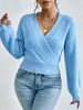 Suéter de Tricô Feminino com Mangas Caídas, Padrão de Trança de Ponto Torcido, Caimento Ajustado, Blusa Casual Solta, Tricô Personalizado Europeu e Americano