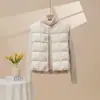 Moda a Cuadros para Mujer de Lujo Ligero Transfronterizo Europeo Chaleco Cálido de Plumón Corto con Cuello Redondo 90 Chaqueta de Plumón de Pato Blanco