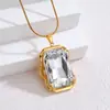 Estilo Ins Oro de 18K Moderno Exagerado Cuadrado Circonita Collar Accesorio para Mujer Moda Ol Lujo Ligero Gama Alta Cadena para Suéter
