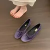 Zapatos Planos Retro Franceses de Lunares Zapatos de Ballet con Pedrería Nuevo Estilo Otoño Invierno con Faldas Lazo Estilo Coco Chanel Zapatos de Abuela