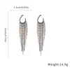 Pendientes de Borla de Diamante en Forma de C de Aguja Plateada Moda Exagerada Europea y Americana Pendientes Elegantes Lujo Accesible Pendientes de Gama Alta Venta al por Mayor Mujer