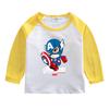 Camiseta de manga comprida para meninos, nova coleção outono 2025, primavera e outono, camiseta bonita para meninos, camisa de algodão com desenho animado para crianças