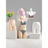 Mannequin de Torso Masculino e Feminino com Roupas Íntimas Brancas Franzidas Suporte para Exibição em Vitrine de Loja de Lingerie Cabide para Sutiã
