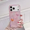 Fragmentos de Brillo Rosa, Flores y Mariposas Adecuado para Funda de Teléfono Móvil Apple 18 iPhone17Pro Max 15/16 Cobertura Completa