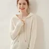 Cárdigan de Cachemira con Cremallera y Capucha 2026 Nuevo Estilo Otoño e Invierno Camiseta Básica Suelta Adelgazante para Mujer Chaqueta Corta de Estilo Suave