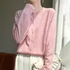 Nuevo Cárdigan de Cachemira para Primavera y Verano 2026 Cuello Redondo de un Solo Botón Abrigo Superior de Mujer Cárdigan de Punto de Cachemira de Manga Larga