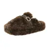 Aumento de 6CM Meias Pantufa Fechadas com Pelúcia Sapatos Peludos Roupa Externa Feminina 2026 Outono/Inverno Novas Pantufas de Algodão Versáteis Casuais Femininas