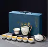 Lujo Ligero de Gama Alta Horno Ru Juego de Té Kung Fu para el Hogar Cerámica China Tetera Taza de Té Bandeja de Té Pequeña Juego de Regalo