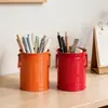 Portalápices Creativo Almacenamiento Cubo de Hierro Arte en Hierro de Escritorio Portalápices Adorno Decorativo Suculenta Planta Verde Cilindro de Hierro Cubo para Flores