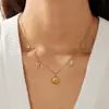 Moderna cadena para la clavícula de la serie oceánica más vendida transfronteriza, colgante de concha y estrella de mar chapado en oro de acero inoxidable, collar accesorio versátil