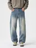 Ropa Muxi Otoño/Invierno Nuevo Pantalones de Pierna Ancha Lavados Vintage Pantalones Rectos de Algodón de Bambú Jeans Versátiles para Hombre