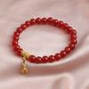 Nova pulseira estilo chinês ágata vermelha círculo duplo bambu pombo vermelho círculo único pulseira de cristal elegante simples deslocamento dopamina