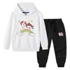 Primavera y Otoño 2023 nueva ropa infantil transfronteriza suéter con capucha para niños pantalones conjunto de dos piezas bebé algodón manga larga