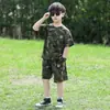 Fantasias de Performance para Meninos, Uniformes Camuflados de Manga Curta, Uniformes de Treinamento Militar de Verão para Jardim de Infância, Uniformes de Acampamento de Verão da Polícia