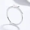 Anillo de Orejas de Conejo de Plata 925 con Perla de Agua Dulce para Mujer, Anillo Abierto de Nicho de Alta Gama con Circonita, Regalo de Navidad
